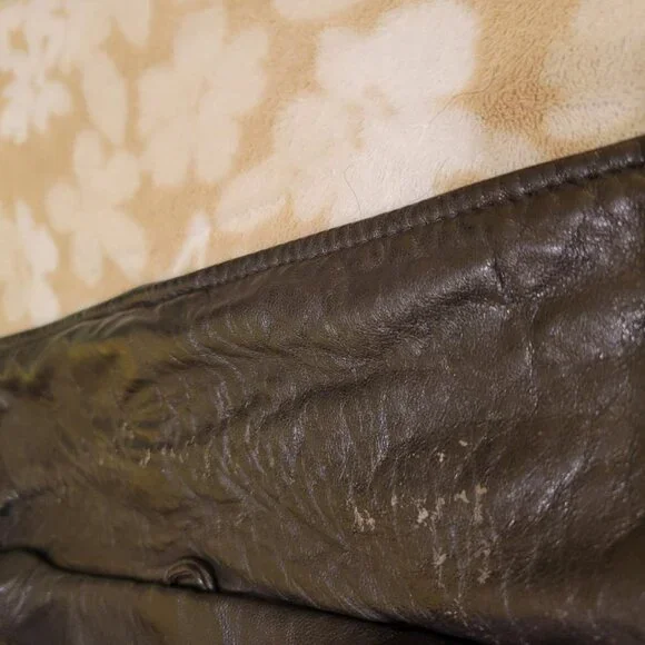 Brown Genuine Leather Sleek Ladies Double Breasted Jacket, Size Large, - Picture 11 of 15